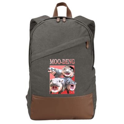 Moo Deng Hippo Meme Funny Cotton Canvas Backpack