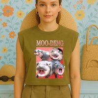 Moo Deng Hippo Meme Funny Garment-Dyed Women's Muscle Tee