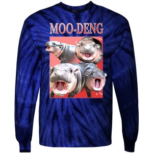 Moo Deng Hippo Meme Funny Tie-Dye Long Sleeve Shirt