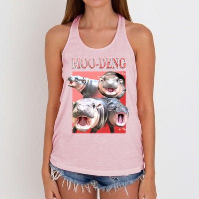 Moo Deng Hippo Meme Funny Women's Knotted Racerback Tank