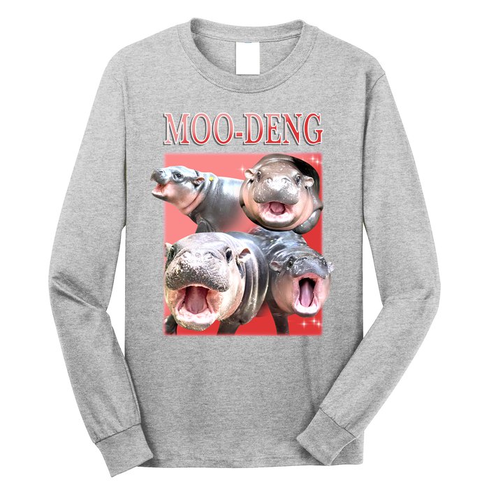 Moo Deng Hippo Meme Funny Long Sleeve Shirt