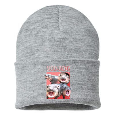 Moo Deng Hippo Meme Funny Sustainable Knit Beanie