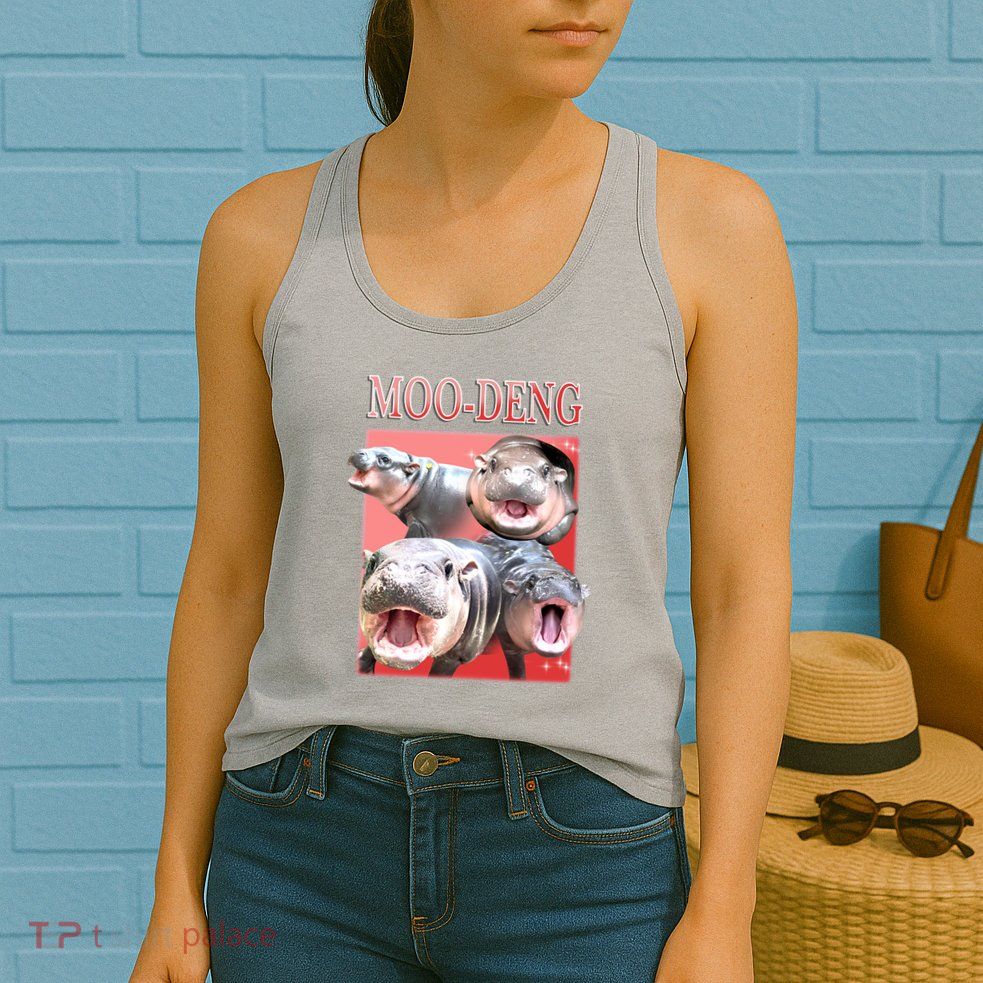 Moo Deng Hippo Meme Funny Womens Tank Top