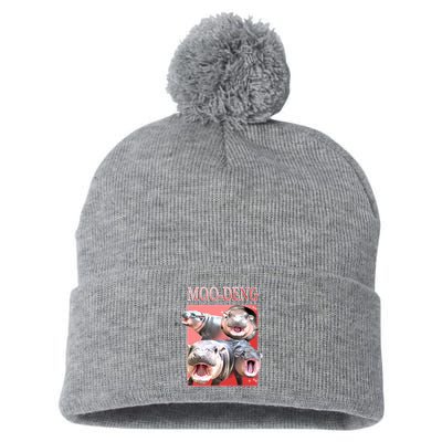 Moo Deng Hippo Meme Funny Pom Pom 12in Knit Beanie