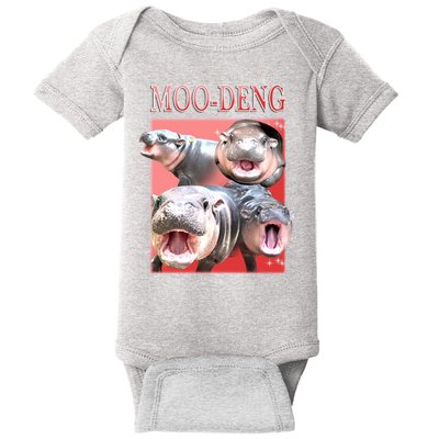 Moo Deng Hippo Meme Funny Baby Bodysuit