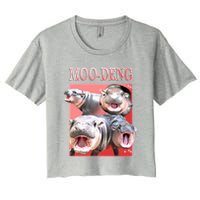 Moo Deng Hippo Meme Funny Crop Top