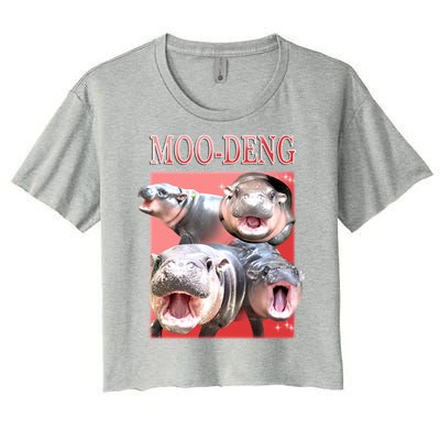 Moo Deng Hippo Meme Funny Women's Crop Top Tee