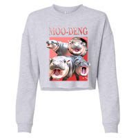 Moo Deng Hippo Meme Funny Cropped Pullover Crew