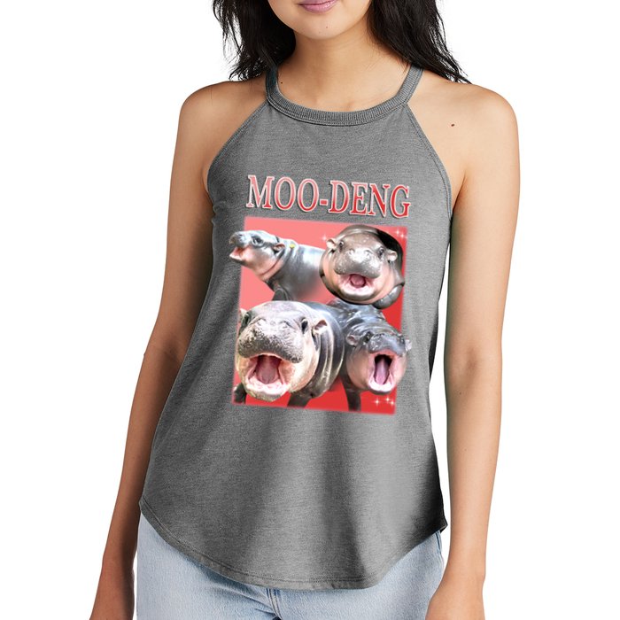 Moo Deng Hippo Meme Funny Women's Perfect Tri Rocker Tank