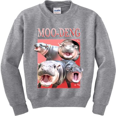 Moo Deng Hippo Meme Funny Kids Sweatshirt