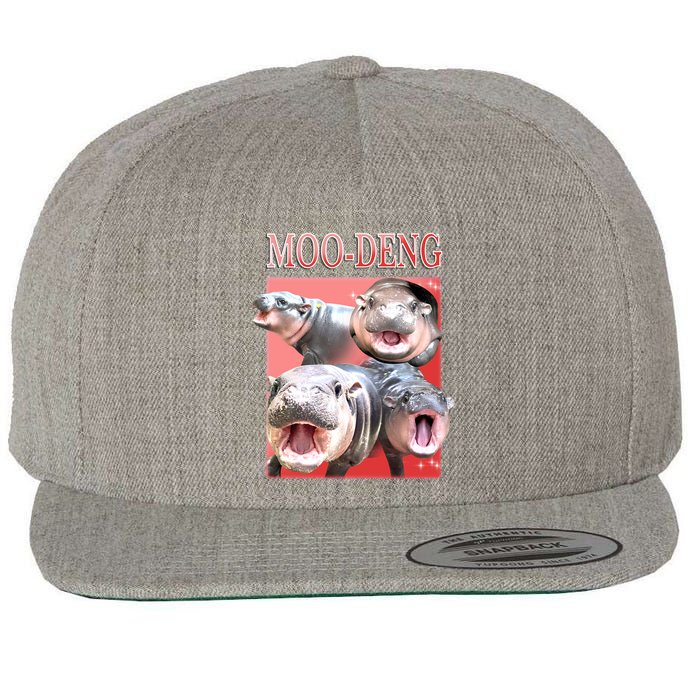 Moo Deng Hippo Meme Funny Wool Snapback Cap