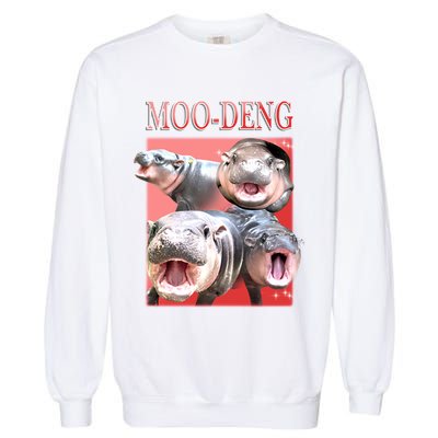 Moo Deng Hippo Meme Funny Garment-Dyed Sweatshirt
