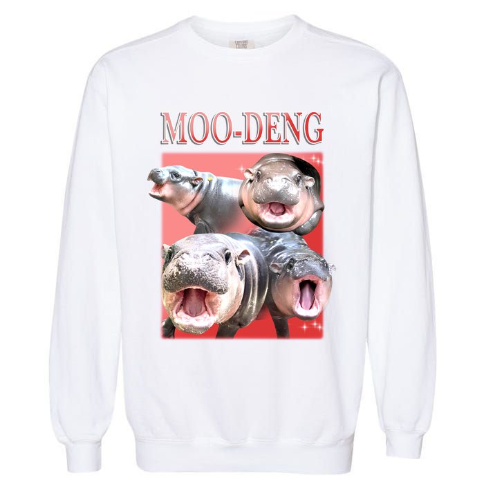 Moo Deng Hippo Meme Funny Garment-Dyed Sweatshirt