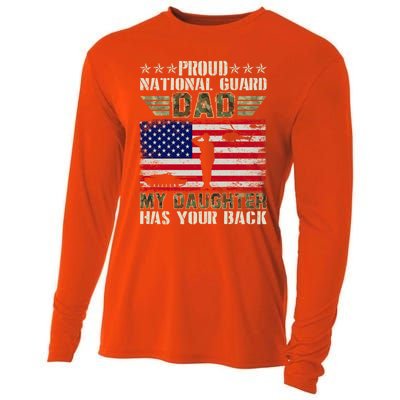 My Daughter Has Your Back Proud National Guard Dad Army Gift Cooling Performance Long Sleeve Crew