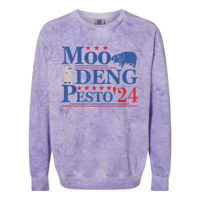 Moo Deng Hippo 2024 And Pesto The Penguin For Animal Lovers Colorblast Crewneck Sweatshirt