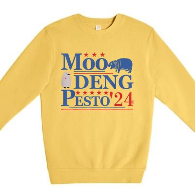 Moo Deng Hippo 2024 And Pesto The Penguin For Animal Lovers Premium Crewneck Sweatshirt