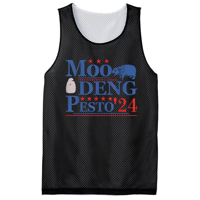 Moo Deng Hippo 2024 And Pesto The Penguin For Animal Lovers Mesh Reversible Basketball Jersey Tank