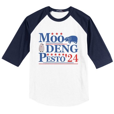 Moo Deng Hippo 2024 And Pesto The Penguin For Animal Lovers Baseball Sleeve Shirt