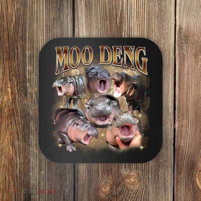 Moo Deng Hippo Meme Funny Animal Coaster