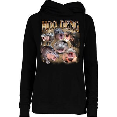 Moo Deng Hippo Meme Funny Animal Womens Funnel Neck Pullover Hood