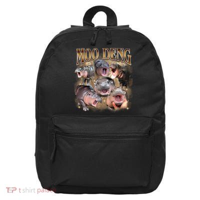 Moo Deng Hippo Meme Funny Animal 16 in Basic Backpack