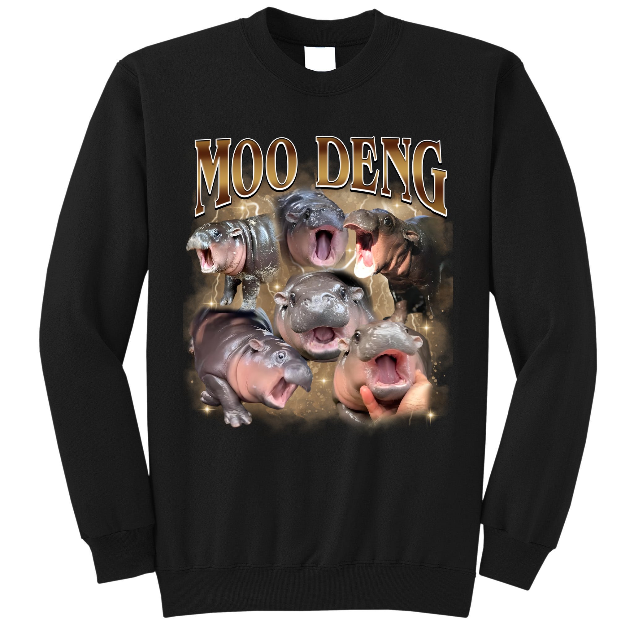 Moo Deng Hippo Meme Funny Animal Tall Sweatshirt