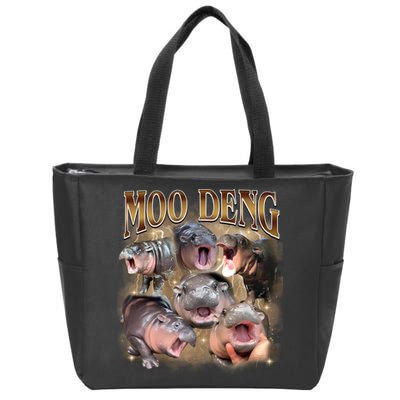 Moo Deng Hippo Meme Funny Animal Zip Tote Bag
