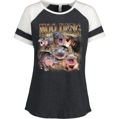 Moo Deng Hippo Meme Funny Animal Enza Ladies Jersey Colorblock Tee