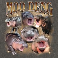 Moo Deng Hippo Meme Funny Animal Cotton Canvas Backpack