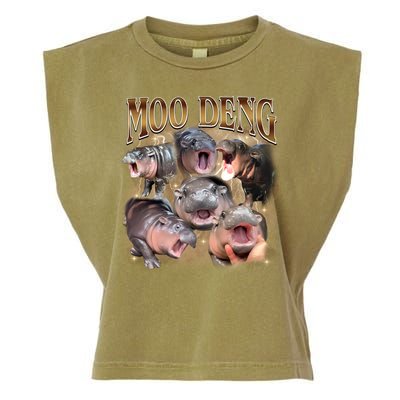 Moo Deng Hippo Meme Funny Animal Garment-Dyed Women's Muscle Tee
