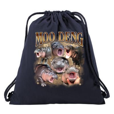 Moo Deng Hippo Meme Funny Animal Drawstring Bag