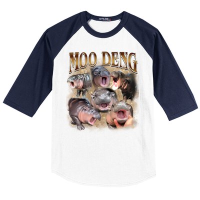 Moo Deng Hippo Meme Funny Animal Baseball Sleeve Shirt