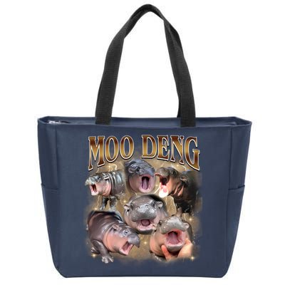 Moo Deng Hippo Meme Funny Animal Zip Tote Bag