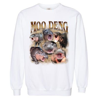 Moo Deng Hippo Meme Funny Animal Garment-Dyed Sweatshirt