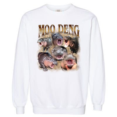 Moo Deng Hippo Meme Funny Animal Garment-Dyed Sweatshirt