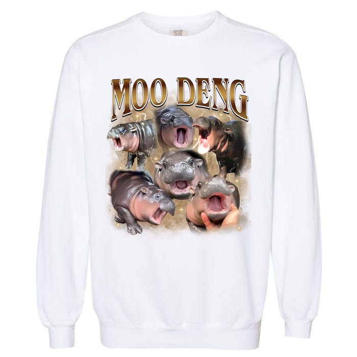 Moo Deng Hippo Meme Funny Animal Garment-Dyed Sweatshirt