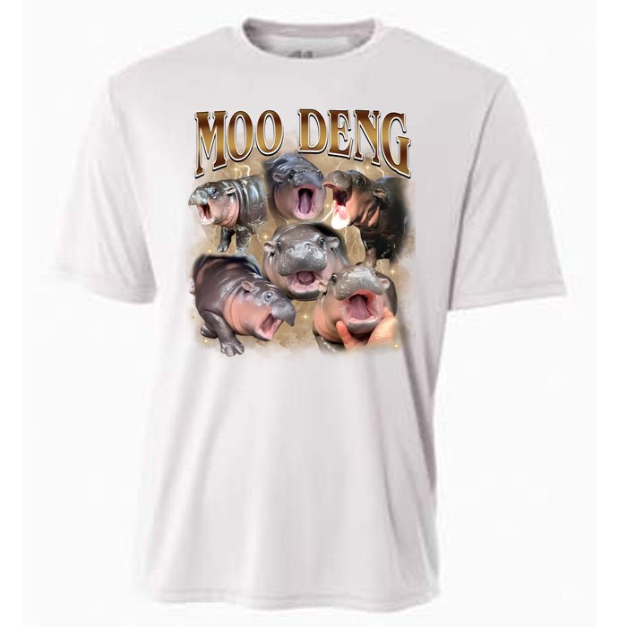 Moo Deng Hippo Meme Funny Animal Cooling Performance Crew T-Shirt