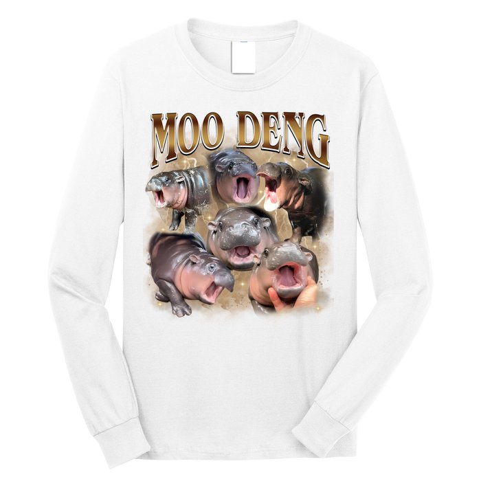 Moo Deng Hippo Meme Funny Animal Long Sleeve Shirt