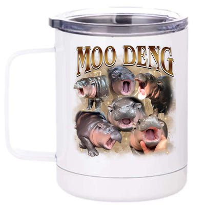 Moo Deng Hippo Meme Funny Animal 12 oz Stainless Steel Tumbler Cup