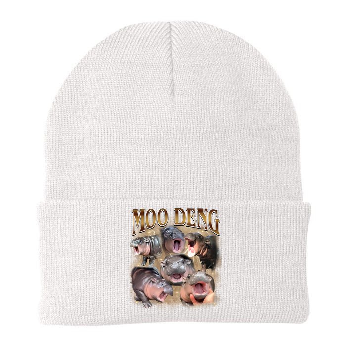 Moo Deng Hippo Meme Funny Animal Knit Cap Winter Beanie