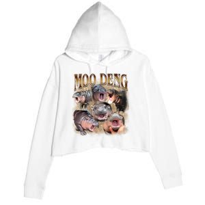 Moo Deng Hippo Meme Funny Animal Crop Fleece Hoodie