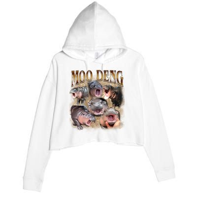 Moo Deng Hippo Meme Funny Animal Crop Fleece Hoodie