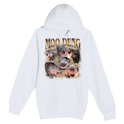 Moo Deng Hippo Meme Funny Animal Premium Pullover Hoodie