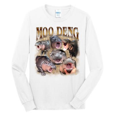 Moo Deng Hippo Meme Funny Animal Tall Long Sleeve T-Shirt