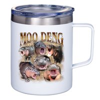 Moo Deng Hippo Meme Funny Animal 12oz Stainless Steel Coffee Mug