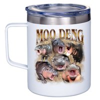 Moo Deng Hippo Meme Funny Animal 12oz Stainless Steel Coffee Mug