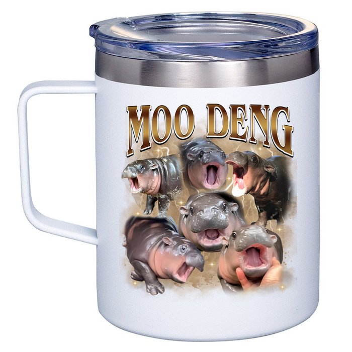 Moo Deng Hippo Meme Funny Animal 12oz Stainless Steel Coffee Mug