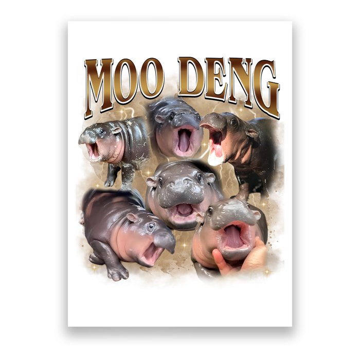 Moo Deng Hippo Meme Funny Animal Poster