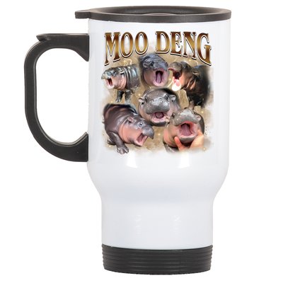 Moo Deng Hippo Meme Funny Animal Stainless Steel Travel Mug