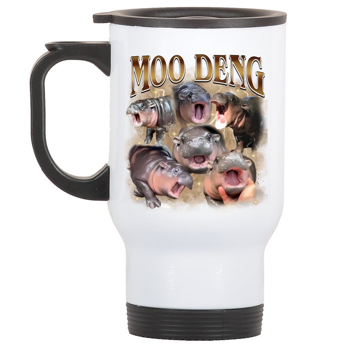 Moo Deng Hippo Meme Funny Animal Stainless Steel Travel Mug